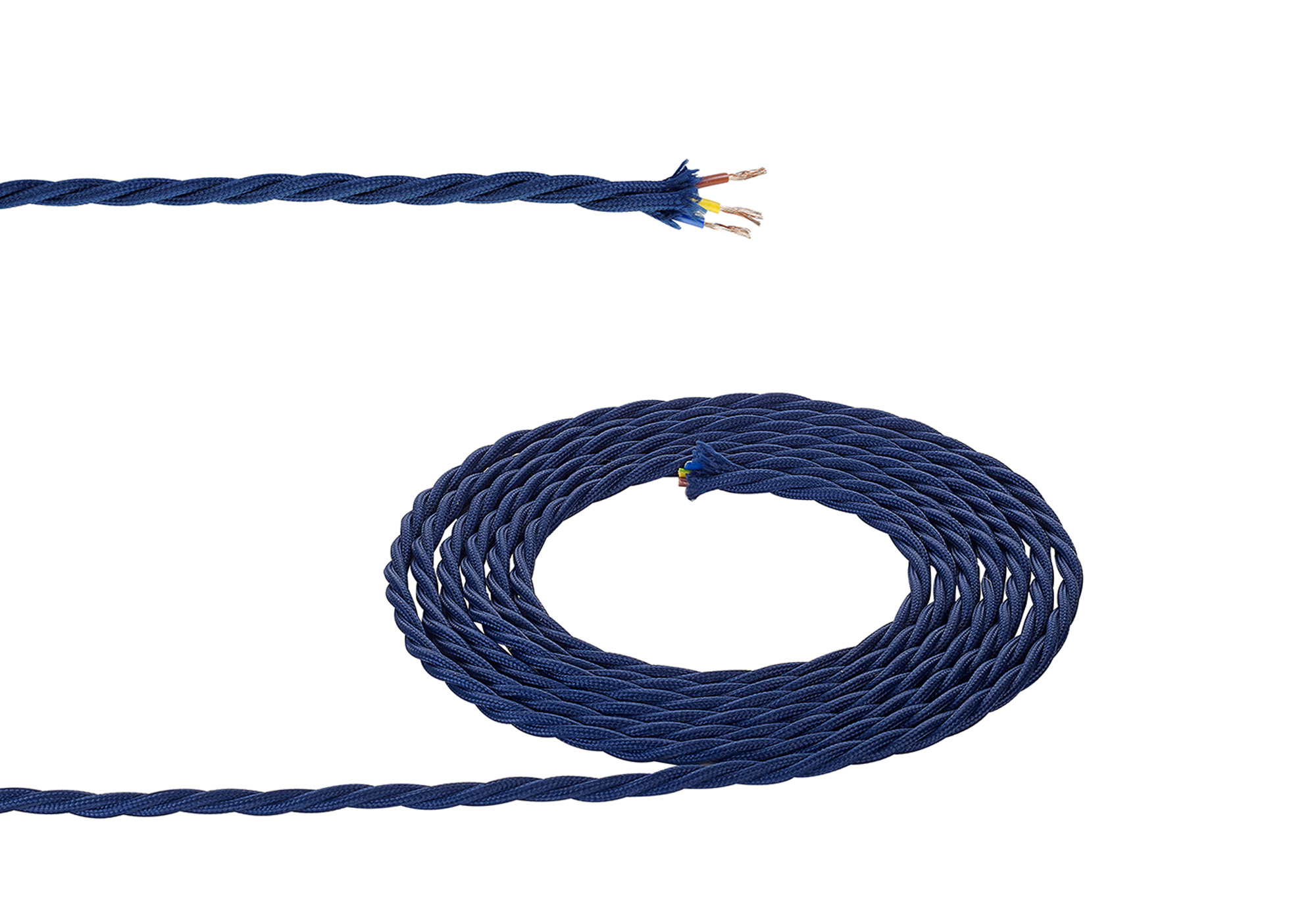 D0814  Cavo 1m Dark Blue Braided Twisted 3 Core 0.75mm Cable